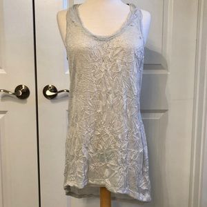 Free People Silver Crinkle Top